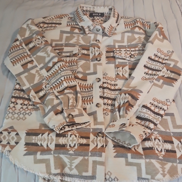 blue b Jackets & Blazers - Tribal Print Utility Jacket